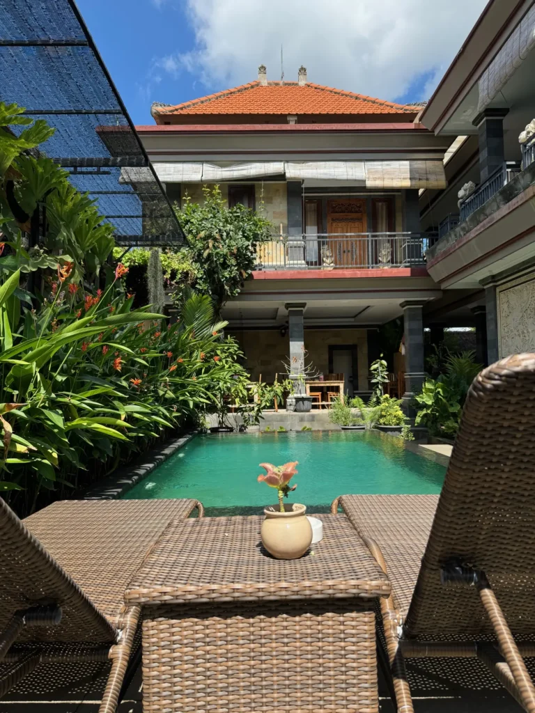Indonesia per nomadi digitali 4 La piscina del posto dove stavo a Ubud. Febbraio 2024.